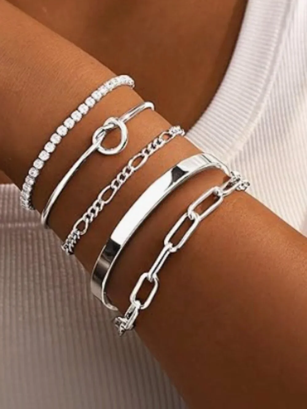 Anthropologie New! Silver Plated Bracelet Stack Set